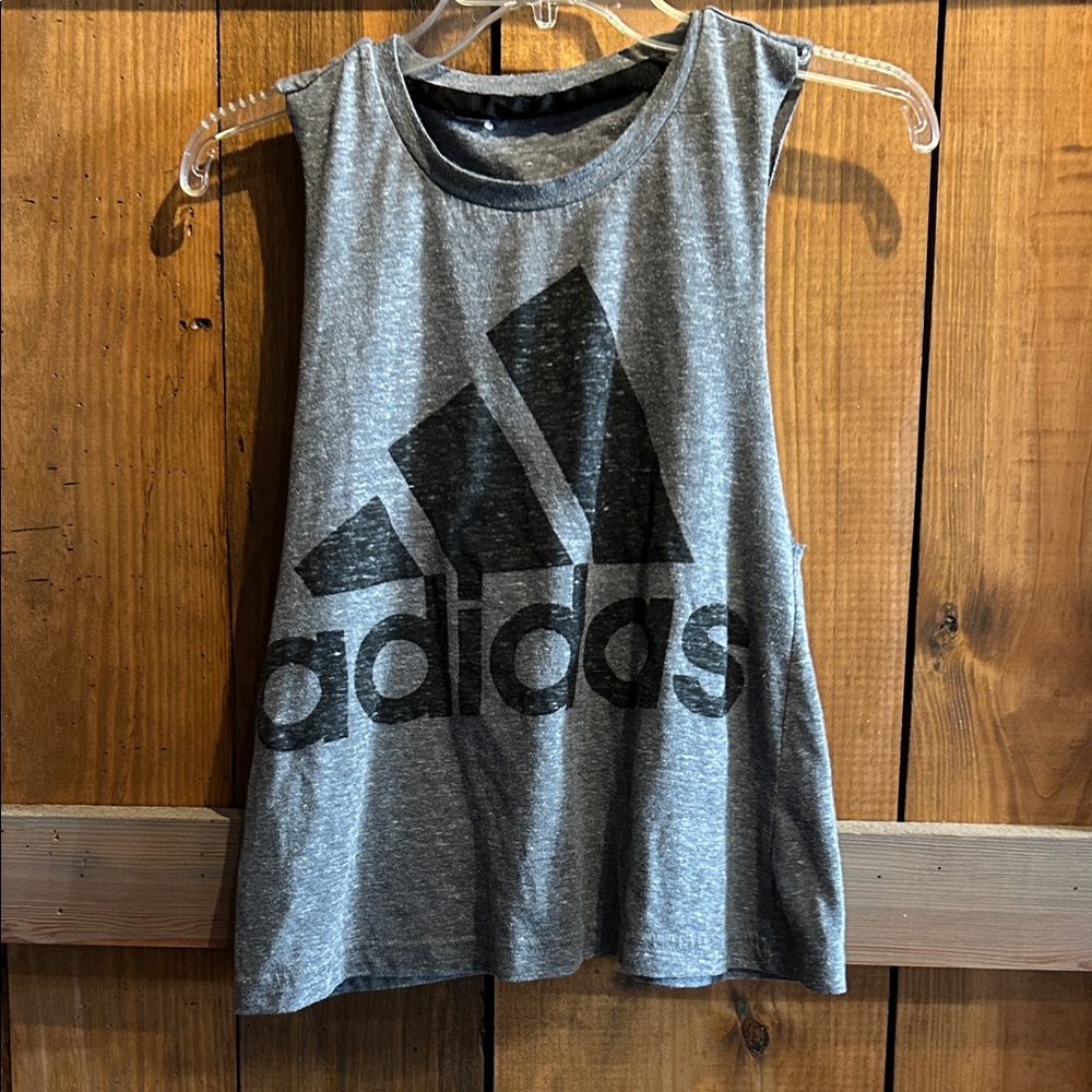 Adidas Heather Gray Tank Top with Logo